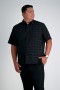 Haggar Big & Tall Tops | Big & Tall Microfiber Plaid Shirt Black - Men