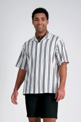 Haggar Casual Shirts | Short Sleeve Camp Shirt Charcoal - Men