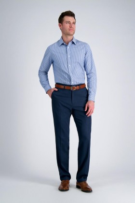 Haggar Dress Pants | Premium Comfort Dress Pant - Tonal Windowpane Blue - Men