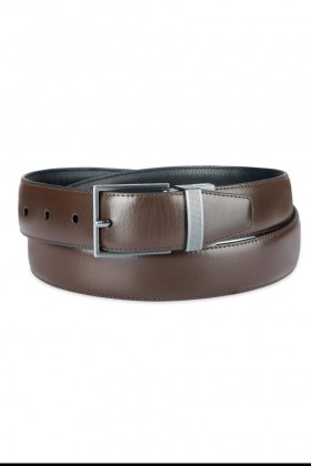 Cinto social reversível Haggar Belts, 32 mm, marrom escuro - Masculino