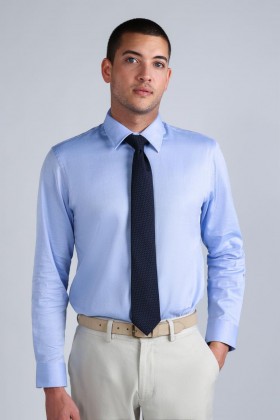  Camisas sociais Haggar | Camisa social premium confortável - Azul espinha de peixe - Masculina