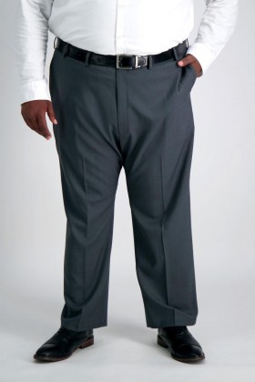  Bríste Haggar Big & Tall | Bríste Suit Stria Tic Fite Big & Tall, Liath Measctha Dorcha - Fir