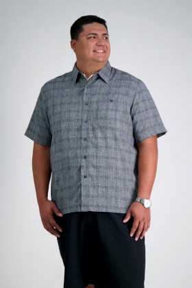  Haggar Big & Tall Tops | Camicia a quadri in microfibra per taglie forti, nera mélange - Uomo