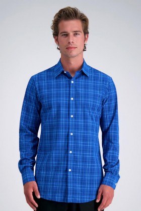 Camicie eleganti Haggar | Camicia elegante Smart Wash™ - Blu a quadri blu medio - Uomo