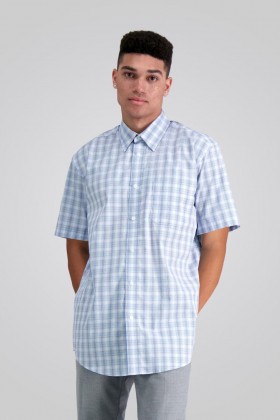 Haggar Tops | Camicia a quadri con bottoni bianca - Uomo