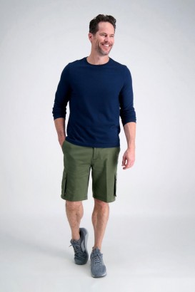  Haggar Shorts | Pantaloncini cargo elasticizzati con tasca tecnica verde oliva - Uomo