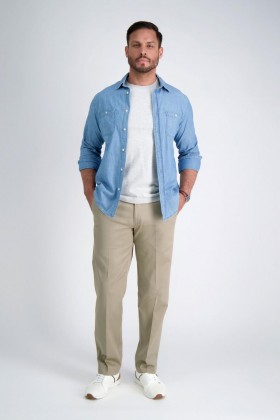  Haggar Fritidsbukser | Strykefri Premium Khaki Medium Khaki - Herre