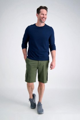  Haggar Shorts | Stretch Cargo Shorts Med Tech Pocket Olivengrønn – Herre
