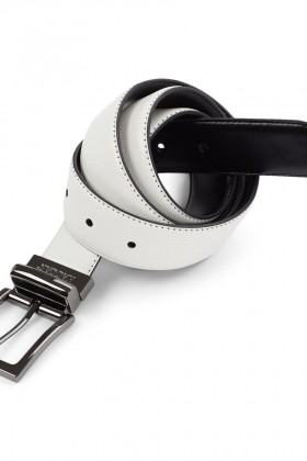  Paski Haggar | Reversible Cool 18 Belt White/Black – Men