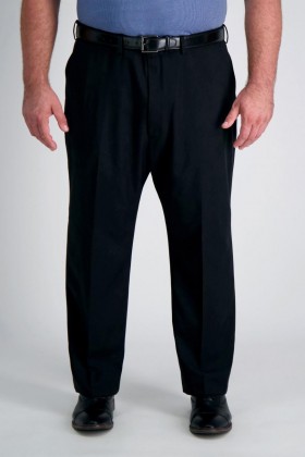 Pantaloni Haggar Big & Tall | Pantaloni de costum Big & Tall Travel Performance Heather Twill negri - Bărbați