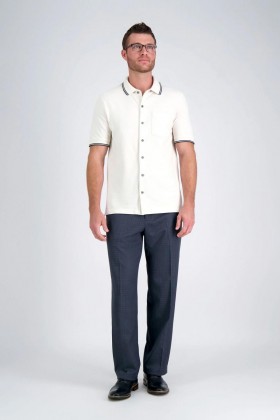  Pantaloni eleganți Haggar | Pantaloni eleganți confortabili premium - Carouri bleumarin - Bărbați