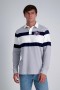  Haggar Polos | Pro Football Hall Of Fame X Haggar - Vintage Wash Rugby Polo Silver - Herrar