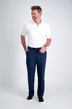  Haggar Casual Byxor | Cool 18 Pro Pant | Klassisk Passform, Platt Framsida, Stretchig, Ej Strykbar | Haggar.com Marinblå - Herr