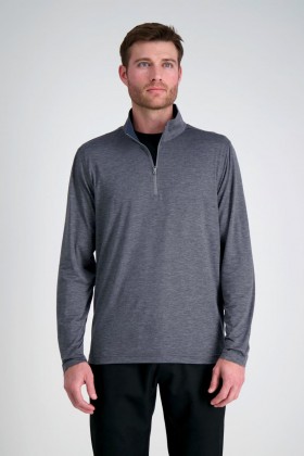  Haggar Casual Skjortor | Active Series™ Quarter Zip Heather Jersey Heather Grey - Herr