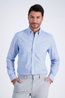  Haggar Dressshirts | Premium Comfort Dressshirt - Klarblå Rutig Klarblå - Herr