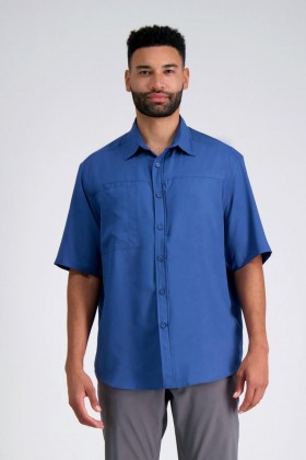  Camisas casuales Haggar | Camisa Dobby azul claro con botones - Hombre