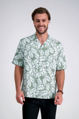  Camisas casuales Haggar | Camisa de manga corta blanca estilo campamento - Hombre