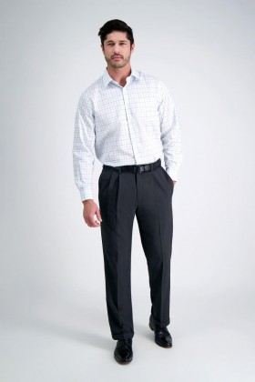  Pantalón de vestir Haggar | Pantalón de vestir ECLo Stria | Corte clásico, pliegue frontal, no necesita planchado | Haggar.com Gris carbón - Hombre