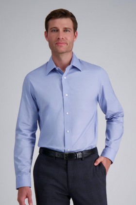  Camisas de vestir Haggar | Camisa de vestir de máxima comodidad - Azul claro - Hombre