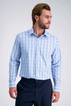 Camisas de vestir Haggar | Camisa de vestir Smart Wash™ - Cuadros azul claro - Hombre