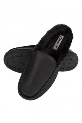  Pantuflas Haggar | Pantuflas venecianas lisas negras - Hombre