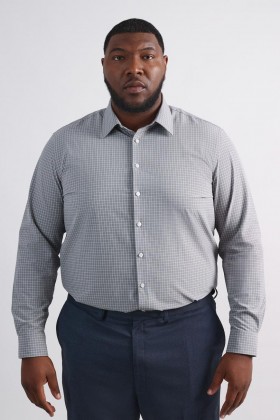  Haggar Big & Tall Topy | Big Smart Wash® Společenská košile - Středně šedá s mřížkou - Středně šedá - Pánské