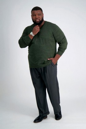 Pánské kalhoty Haggar | Big & Tall JM Haggar Pleated Společenské kalhoty - Sharkskin Dark Heather Grey