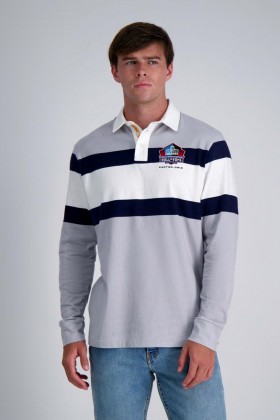  Haggar Polos | Pro Football Hall Of Fame X Haggar - Vintage Wash Rugby Polo Silver - Pánské