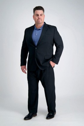  Haggar Suits | Pánské cestovní sako z vřesového kepru pro velké a vysoké postavy, černé