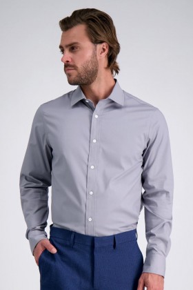  Haggar Dress Shirts | Premium Comfort Performance Katoenen Dress Shirt - Charcoal Graphite - Heren
