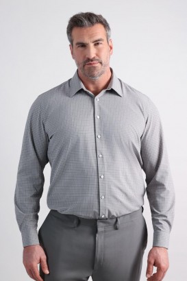  Haggar Big & Tall Tops | Tall Smart Wash® Dress Shirt - Medium Grey Grid Medium Grey - Heren