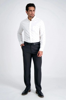  Haggar Dress Pants | Premium Comfort Dress Pant Zwart / Houtskool - Heren