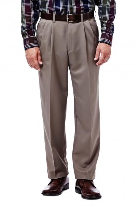 Haggar Big & Tall -housut | B&T Cool 18 -housut | Klassinen istuvuus, laskokset, ei silitystä | Haggar.com Suklaa - Miehet