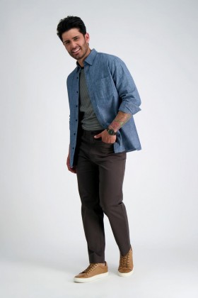  Haggar Khaki-housut | Iron Free Premium Solid 5-Pocket Housut Espresso - Miehet