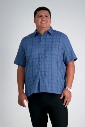  Hauts Haggar Grandes Tailles | Chemise à carreaux en microfibre grande taille bleu Londres - Homme