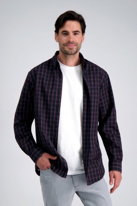  Chemises décontractées Haggar | Chemise en popeline à manches longues Life Khaki™ noire - Homme