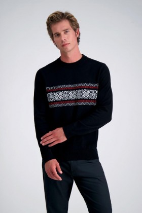  Pulls Haggar | Pull col rond à manches longues noir - Homme