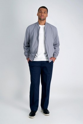  Παντελόνι Haggar Casual | Premium No Iron Khaki | Κλασική εφαρμογή, επίπεδο μπροστινό μέρος, ελαστικό, χωρίς σίδερο | Haggar.com Σκούρο μπλε - Άνδρες