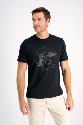  Haggar Casual Πουκάμισα | Mustang® Graphic Jersey T-shirt Μαύρο - Άνδρες